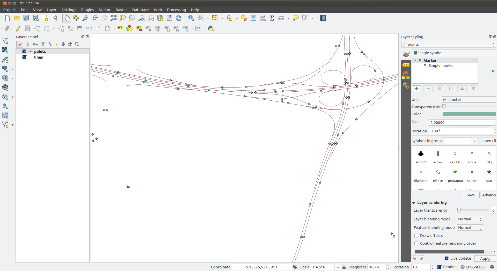 Qgis line. QGIS points. QGIS длина на линии. QGIS Blend Mode. Проекция epsg:4326.