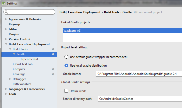 Gradle user home. Gradle user home