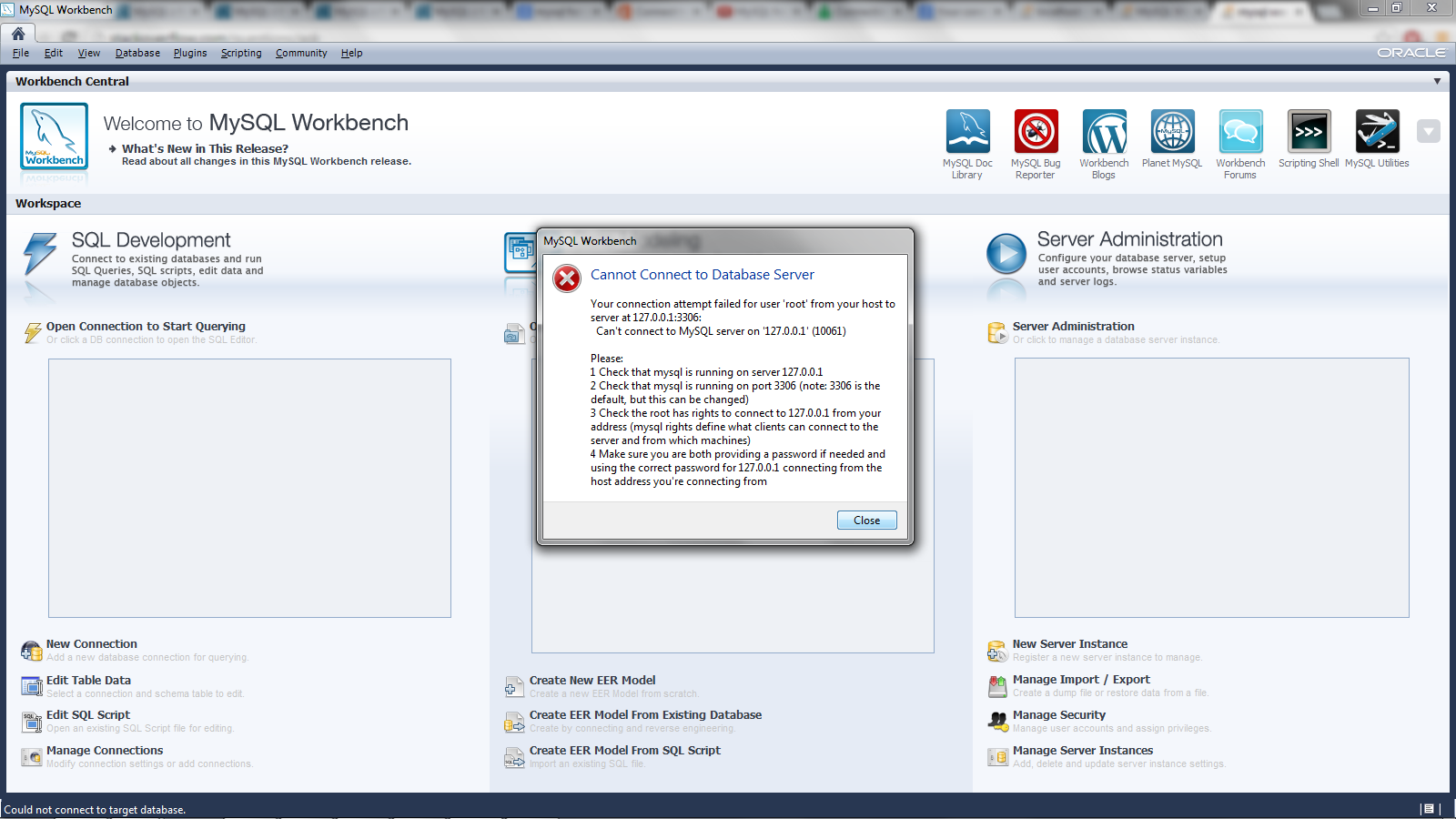 Mysql connect to server