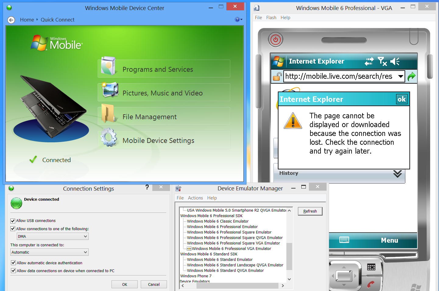 Window device center. Эмулятор Windows mobile. Windows mobile эмулятор для ПК. Windows mobile 6.0 эмулятор. Windows ce мобильное устройство.