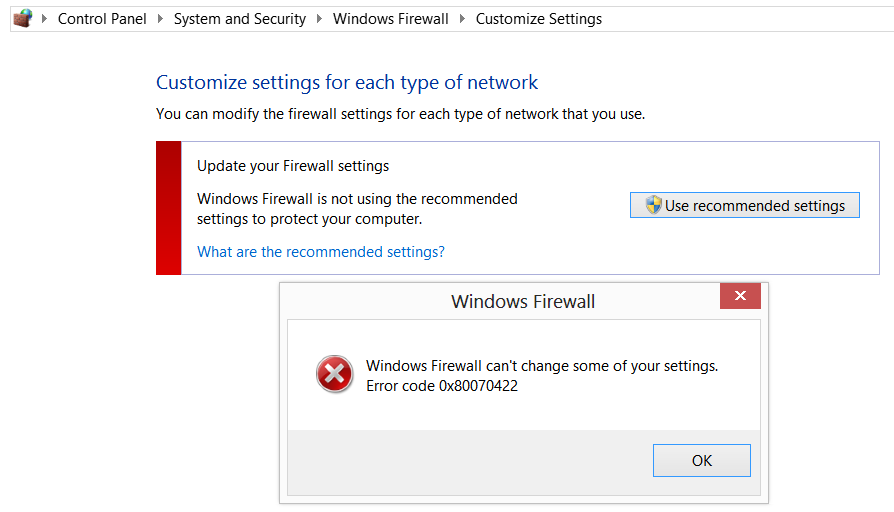 Firewall error. Firewall error