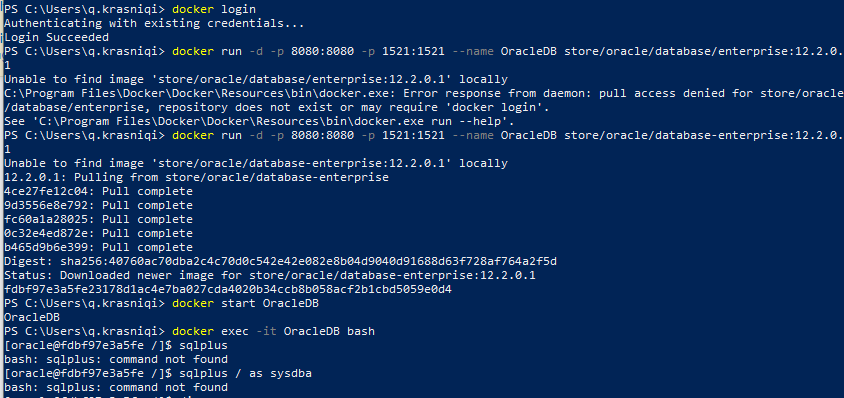 Bash команды. Docker Run -p 8080:8080. Sqlplus синтаксис. Sqlplus пример подключения к базе Oracle.