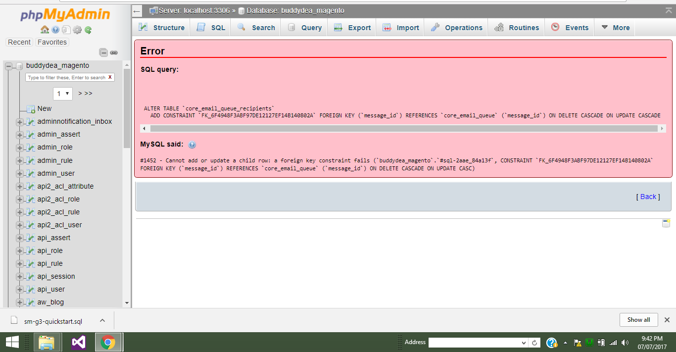 Ошибка запроса. Foreign Key в запросе в MYSQL. Ошибка 1452 MYSQL. On delete Cascade SQL. Вторичный ключ в MYSQL php
