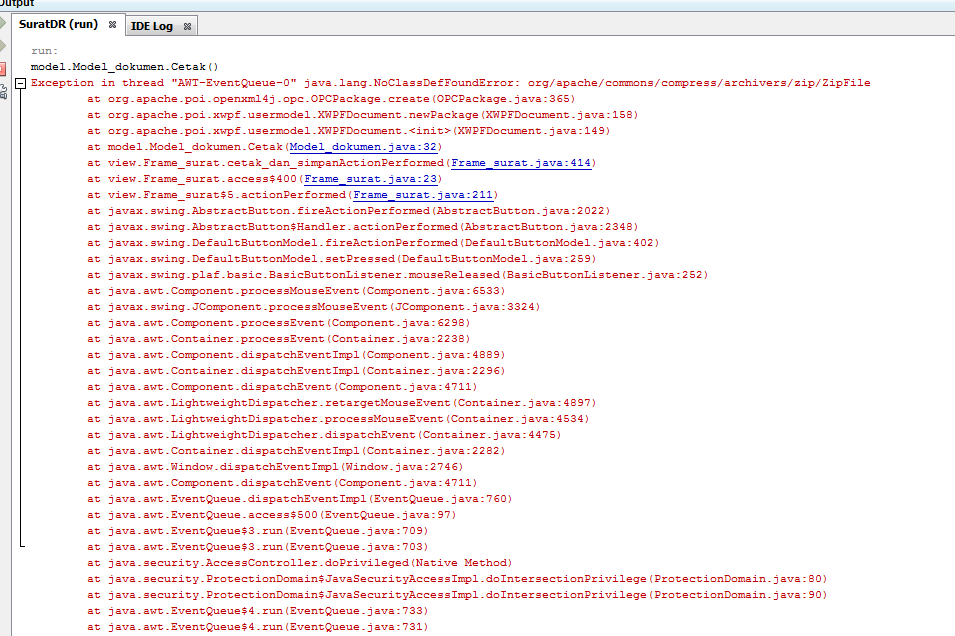 Internal exception java lang noclassdeffounderror. Apache java. очередь java. component java.