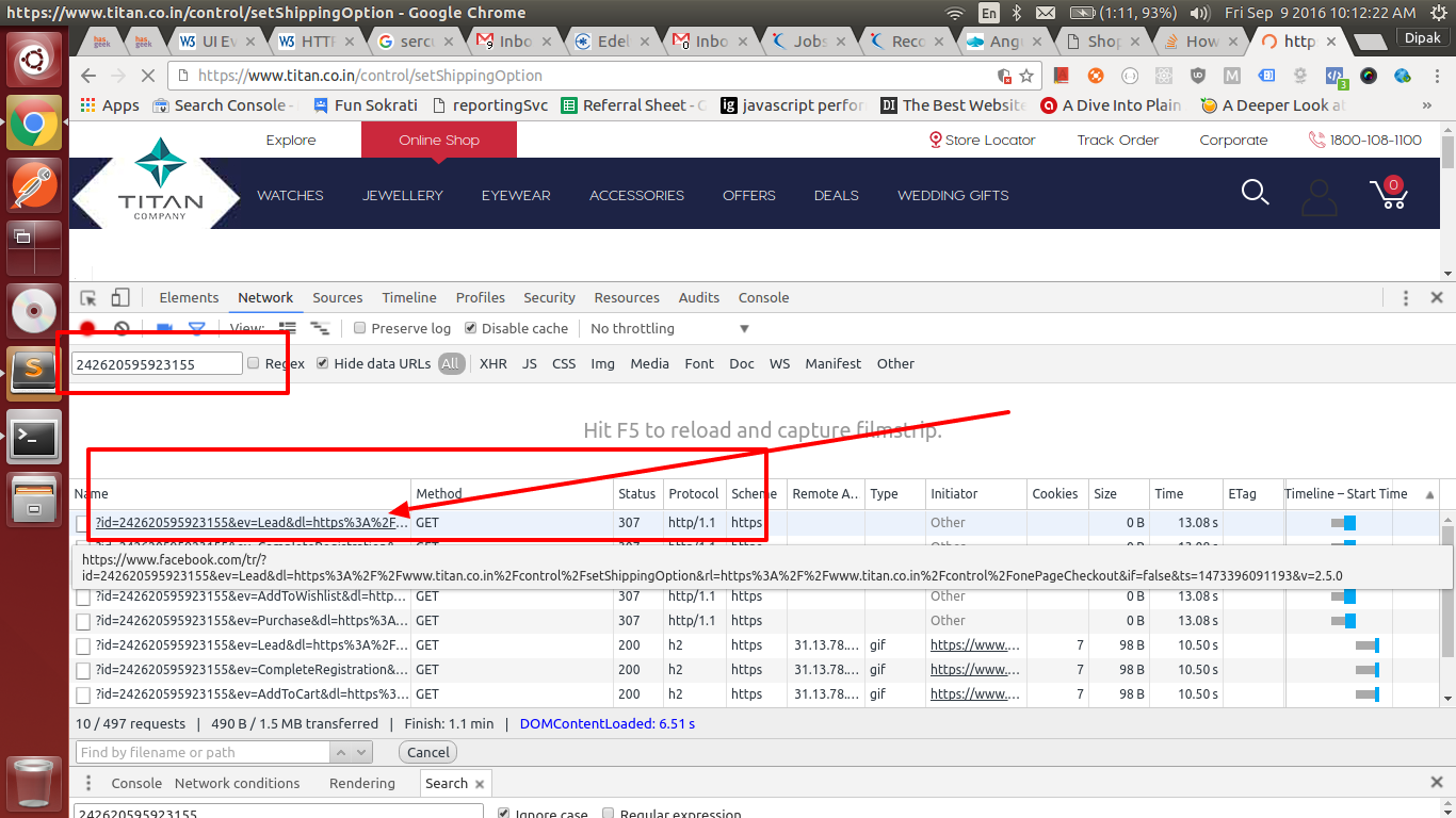 Dev Tools Network Tab.