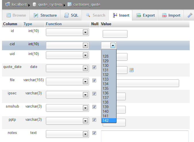Foreign key form. Foreign key form